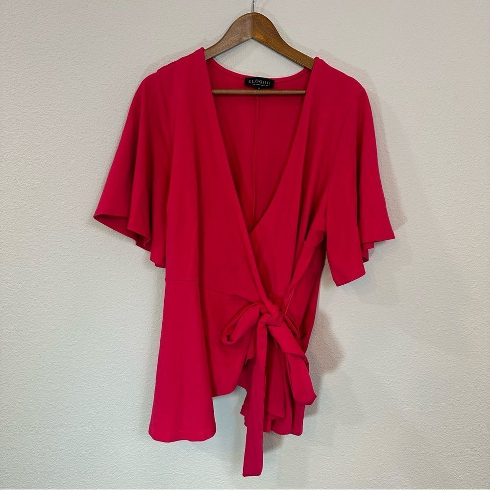 Eloquii True-Wrap Flutter Sleeve Blouse 408